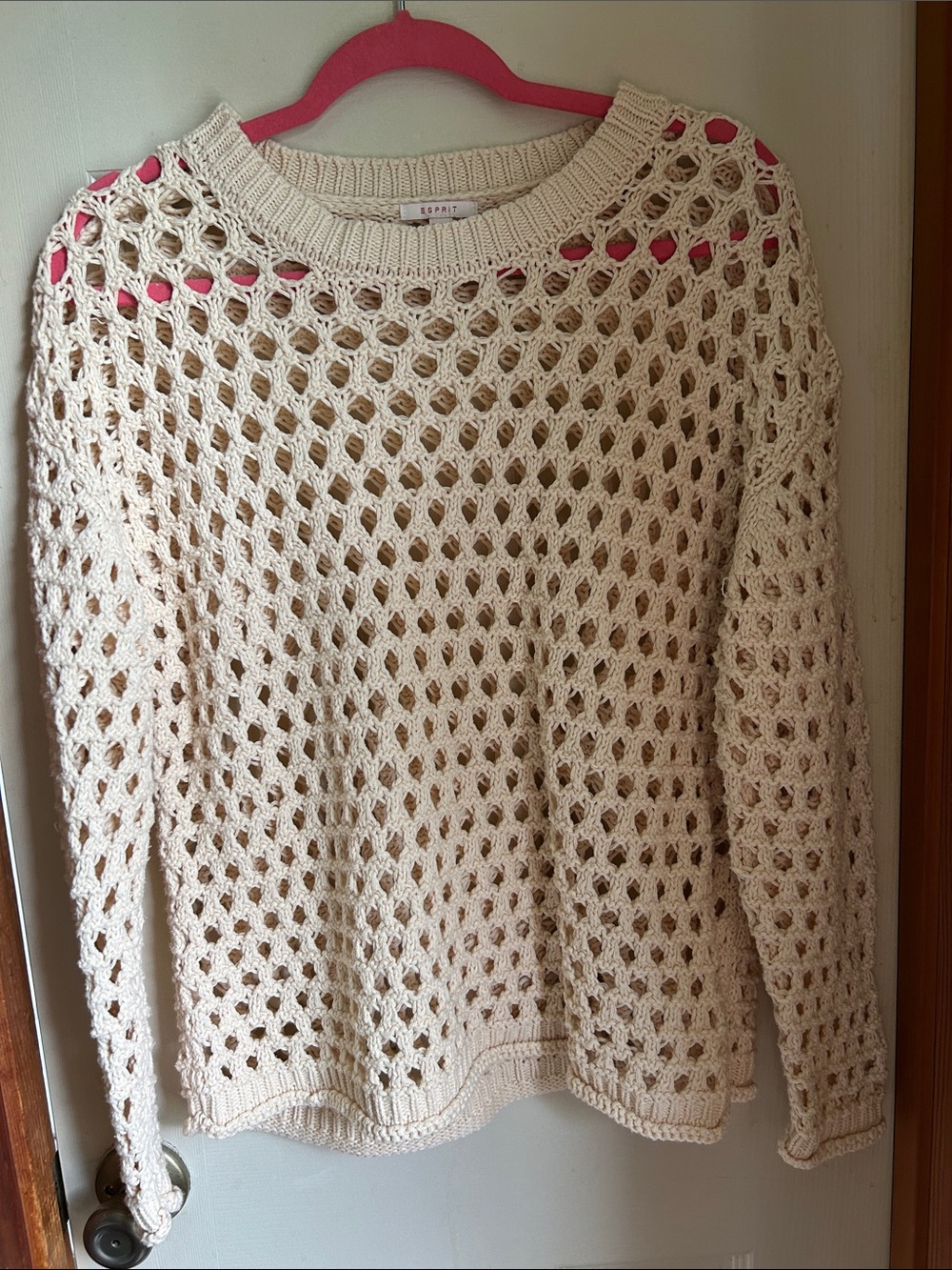 Esprit Open-Knit Cream Crewneck Sweater